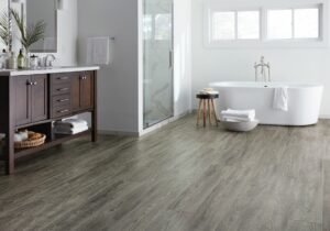 Laminate tiles flooring bathroom